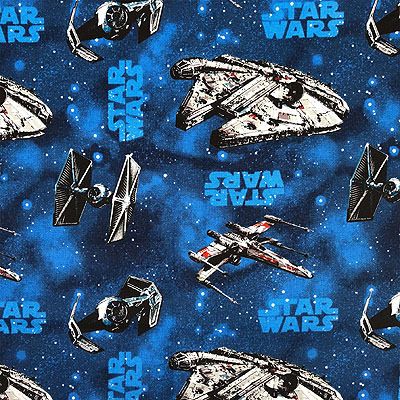 Star Wars Fabric: Rebel Ships Blue (per 1/4 metre)