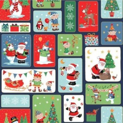 Santa's Christmas Santa Blocks (per 1/4 metre)