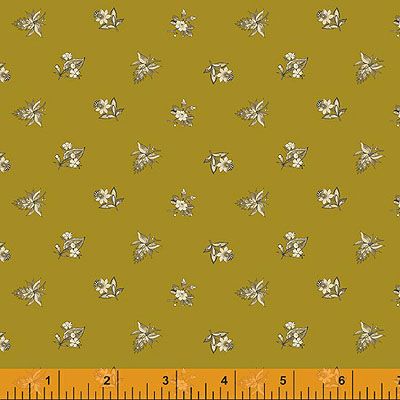 Eliza fabric: Spaced Floral Gold/Brass (per 1/4 metre)