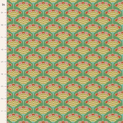 Tilda Pie in the Sky fabric: Tasselflower Green (per 1/4 metre)