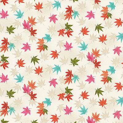 Hikari fabric: Maple Leaves Cream (per 1/4 metre)