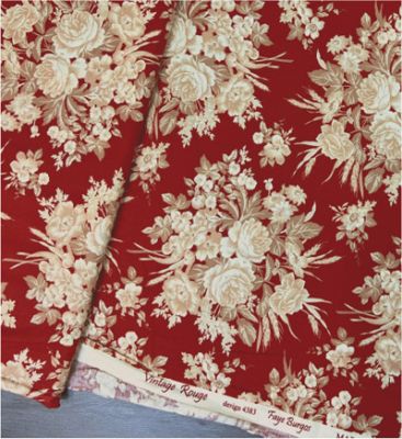 Vintage Rouge fabric: Large Red Floral