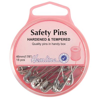 Hemline Safety Pins  Size 3 Nickel (46mm)