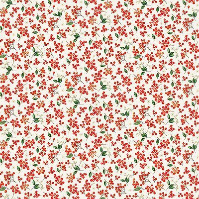 Festive Foliage fabric: Berries Cream (per 1/4 metre)