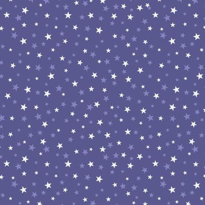 Haunted House Fabric Stars on Spooky Blue (Glow in the Dark) Lewis and Irene