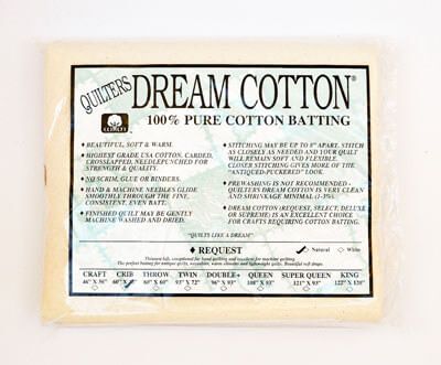 Quilters Dream Cotton Wadding, Natural Request Crib