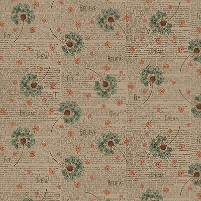 One S1ster Fabrics: Dandelions & Newsprint Grey (per 1/4 metre)