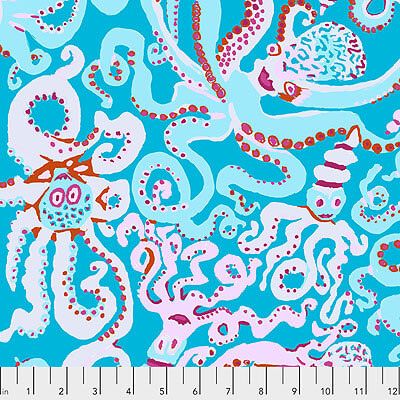 Brandon Mably Fabric: Octopus Turquoise (per 1/4 metre)