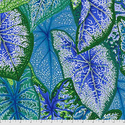 Kaffe Fassett Collective: Caladiums Blue (per 1/4 metre)