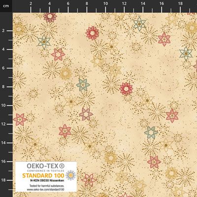 Christmas Wonders fabric: Stars and Snowflakes on Cream (per 1/4 metre)