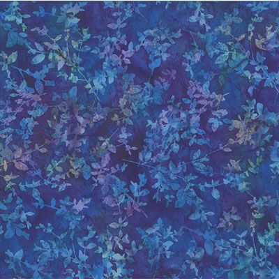 Bali Handpaints Fabric: Leaf Sprays Midnight (per 1/4 metre)