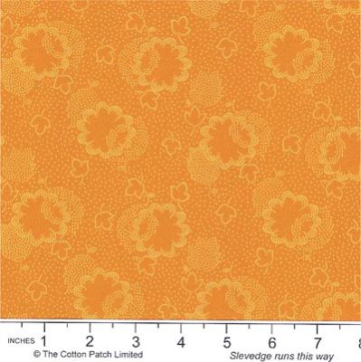 Dutch Heritage fabric: Two Tone Floral Leaf Caramel (per 1/4 metre)