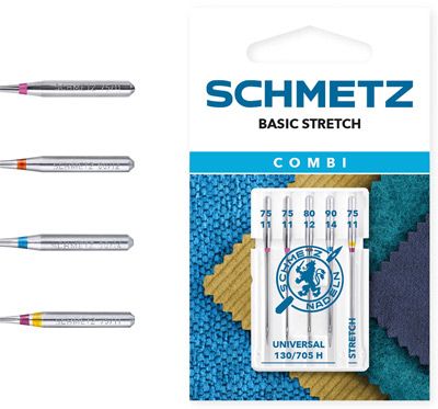 Schmetz Basic Stretch Combi Machine Needles Mixed Pack of Universal and Stretch