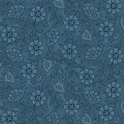 Willow Fabric: Flowers Denim (per 1/4 metre)