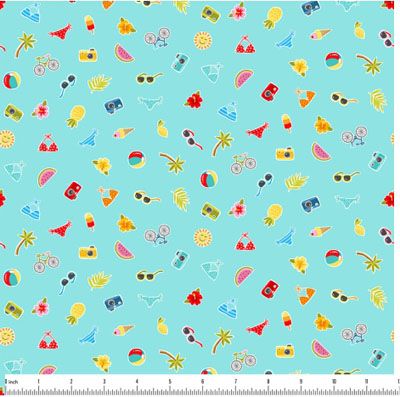 Pool Party fabric: Party Scatter Turquoise (per 1/4 metre)