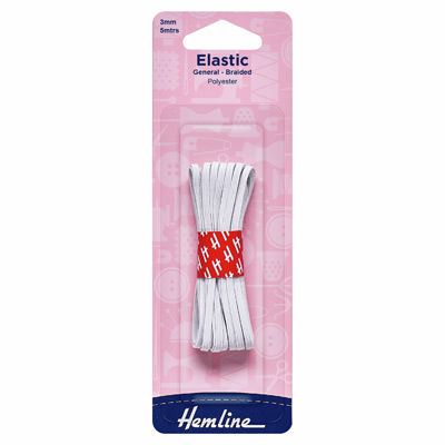 Hemline Elastic: 3mm x 5m: white