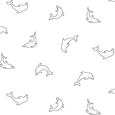 Ramblings Fabric: Dolphins White on White (per 1/4 metre)