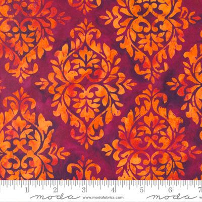 Bonfire Batik fabric: Damask Wine (per 1/4 metre)