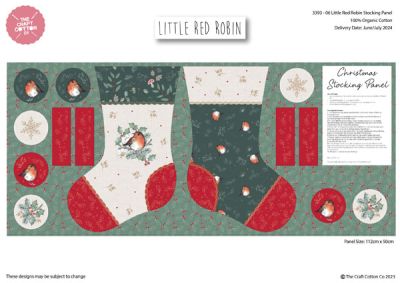 Little Red Robin fabric: Robin Stocking Panel 50cm