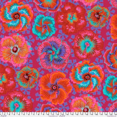 Philip Jacobs Fabric: Floating Hibiscus Red (per 1/4 metre)