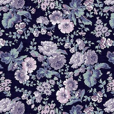 Purple Majesty fabric: Packed Floral Dark Blue (per 1/4 metre)