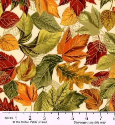 Harvest fabric: Fall Leaves, Cream