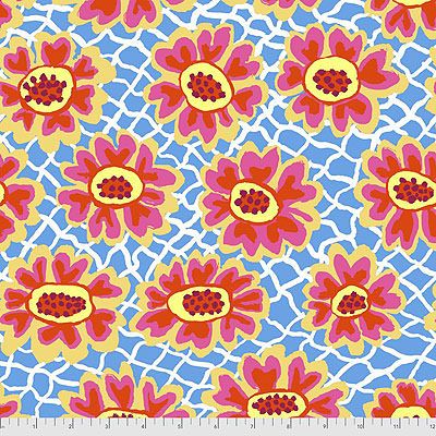 Kaffe Fassett Collective: Flower Net Blue (per 1/4 metre)