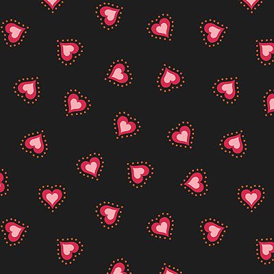 Little Matryoshka fabric: Folk Hearts Black Lewis and Irene