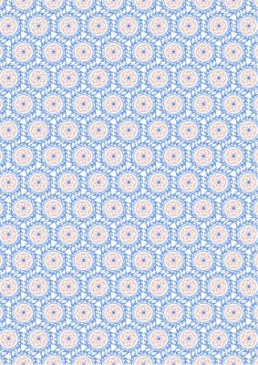 Chalki fabric: Chalki Tile on Cream Lewis and Irene