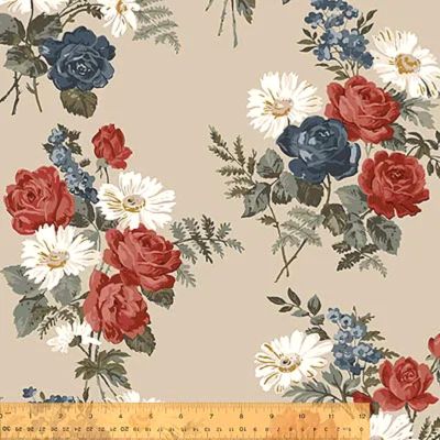 Camilla Fabric: Market Bouquets Khaki (per 1/4 metre)