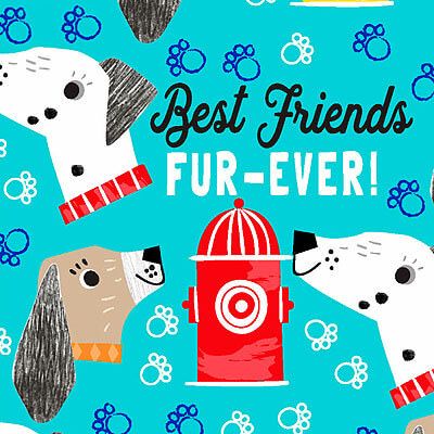 Best Friends FurEver Fabric: Best Friends Turquoise (per 1/4 metre)