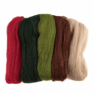 Natural Wool Roving 50g Assorted Christmas