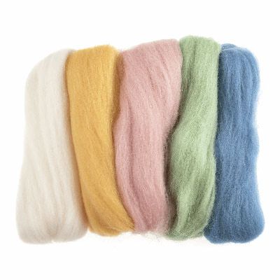 Natural Wool Roving 50g Assorted Pastels