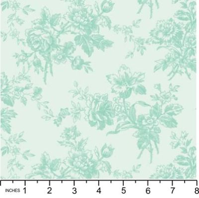 Classic Florals Fabric: Toile Light Aqua (per 1/4 metre)