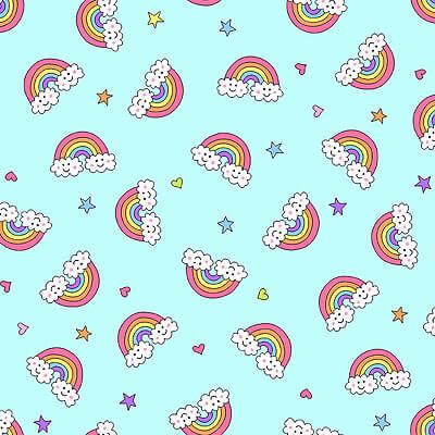 Believe fabric: Flying Rainbows Sky Blue (per 1/4 metre)