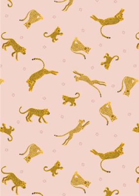 Small Things Wild Animals Fabric: Leopards and Cheetahs Pale Pink