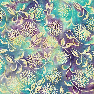 Island Batiks fabric: Flower Vine Watercress (per 1/4 metre)