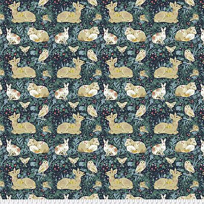 Land Art fabric: Mini Enchanted Forest Navy 60cm Panel