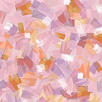 Confetti Blossoms fabric: Brushstrokes Pink/Orange (per 1/4 metre)