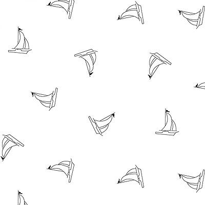 Ramblings Fabric: Sailboats White on White (per 1/4 metre)