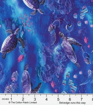 Blooming Ocean fabrics: Sea Turtles, Purple