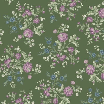 Vivienne fabric: Green Petite Bouquet