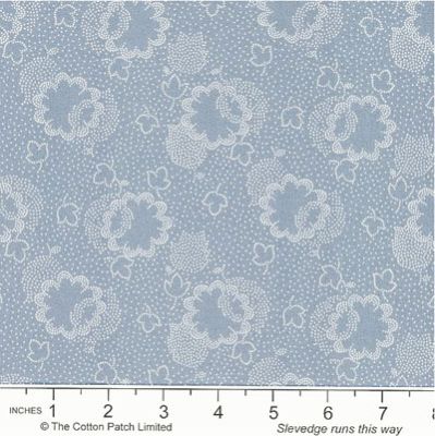 Dutch Heritage fabric: Two Tone Floral Leaf Chambray (per 1/4 metre)