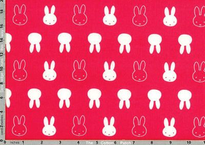 Miffy Bedtime Fabric: Miffy Silhouette Bright Pink (per 1/4 metre)