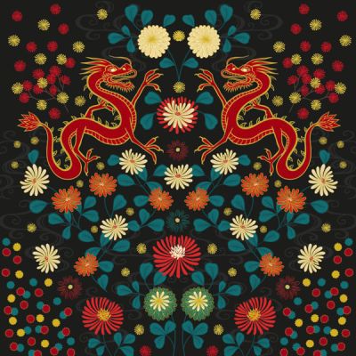 Year of the Dragon fabric: Year of the Dragon, 56" Quilt Panel