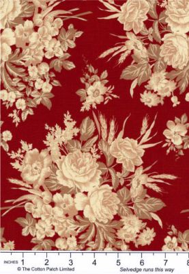 Vintage Rouge fabric: Large Red Floral