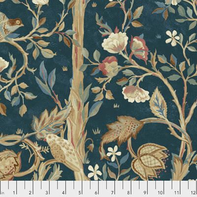 Orkney by Morris & Co Fabric: Melsetter Indigo Panel