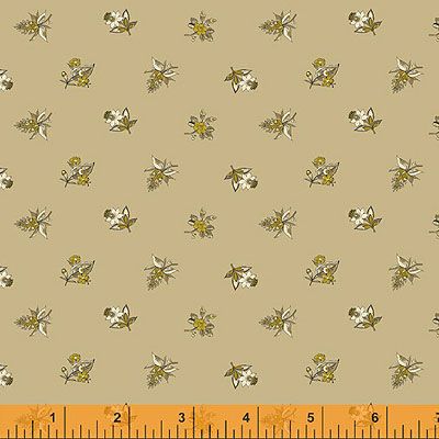 Eliza fabric: Spaced Floral Gold/Latte (per 1/4 metre)