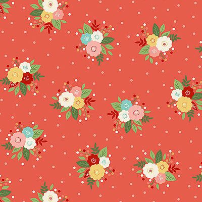 Amelia fabric: Posy Red (per 1/4 metre)