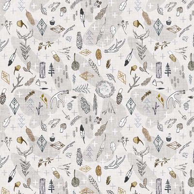 Forest Fable Fabric: Wilderness Things Off White (per 1/4 metre)